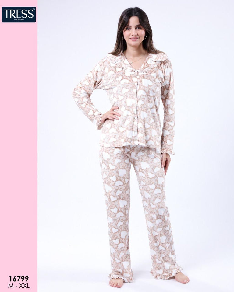 ✨ Pyjama Femme en Velours – Confort &amp; Élégance en Marron 🤎