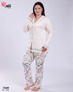 ✨ Pyjama Femme 2 Pièces en Coton – Élégance Florale ✨