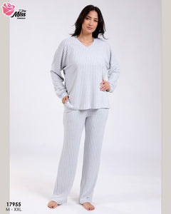 Pyjama Femme 2 Pièces en Tricot –manche langue