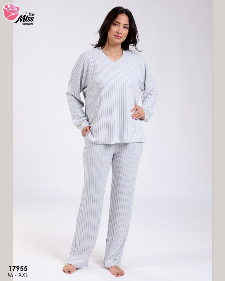 Pyjama Femme 2 Pièces en Tricot –manche langue