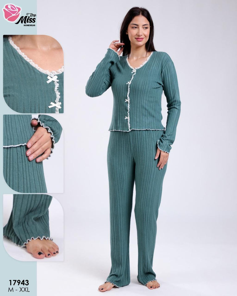 Pyjama Femme 2 Pièces en Tricot –manche langue