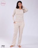 🤎 Pyjama Femme 2 Pièces en Coton – Beige Élégant 🤎