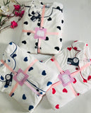 💙 Pyjama Femme en Velours Doux à Cœurs Bleus 💙