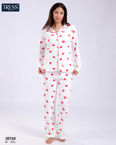 💕 Pyjama Femme en Velours à Motif Cœur 💕