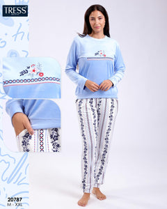 🌙 Pyjama Femme "TRESS" - Luxe & Douceur en Velours 🌟