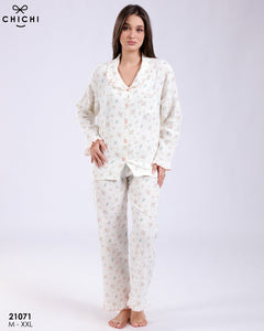 🌼 Pyjama Femme en Coton Doux – Confort &amp; Élégance 🌼