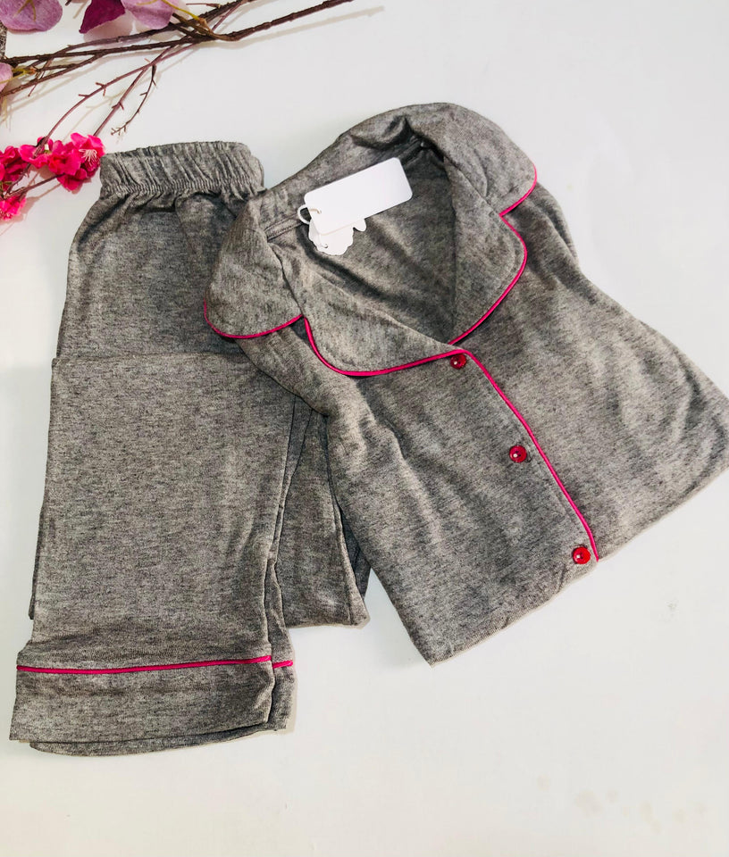 🩶 Pyjama Femme en Coton Doux – Gris 🩶