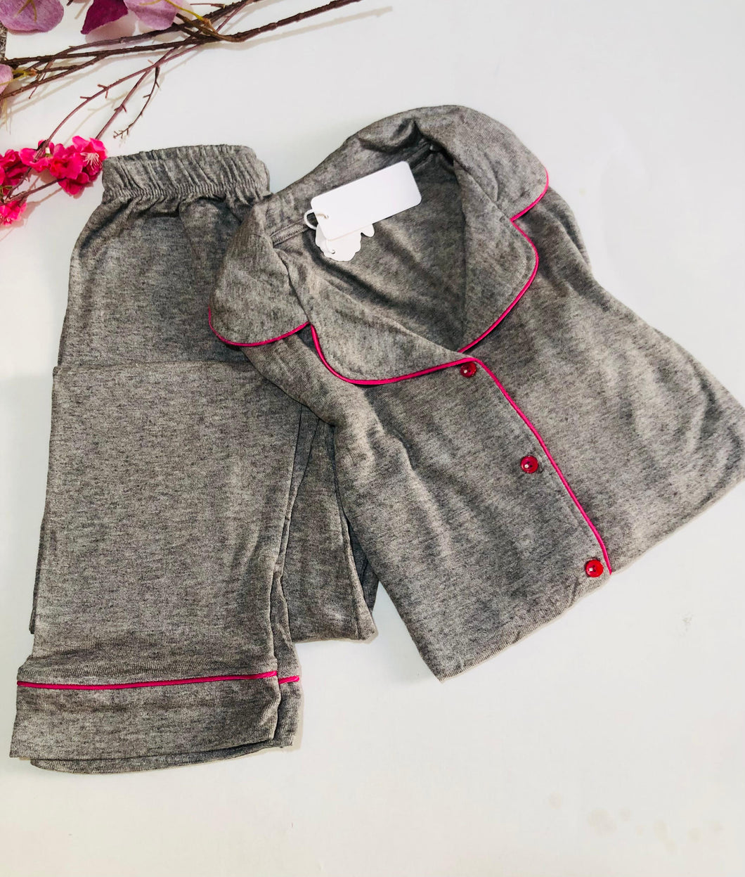 🩶 Pyjama Femme en Coton Doux – Gris 🩶