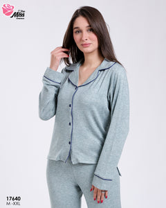 🌿 Pyjama Femme en Coton Doux – Vert d’Eau 🌿