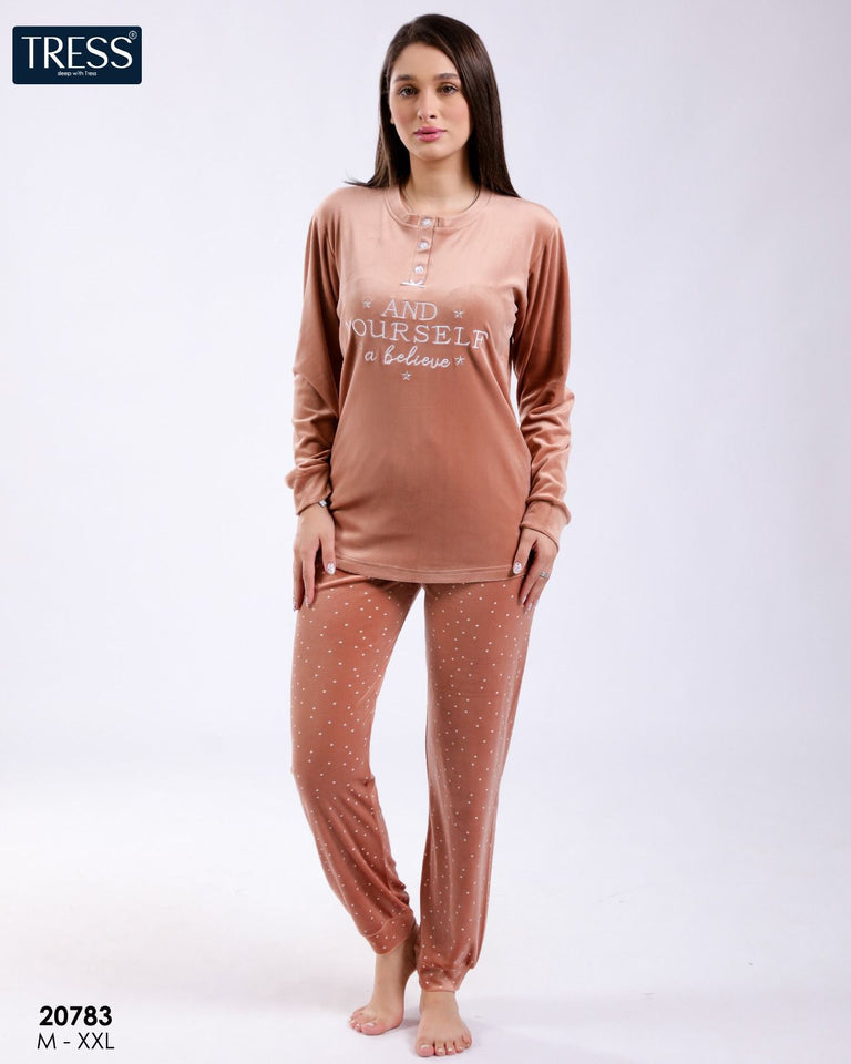 🌸 Pyjama Femme en Velours Doux – TRESS 🌙