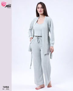 🌸 Pyjama Femme 3 Pièces Tricoté – Style Élégant et Cocooning 🌙
