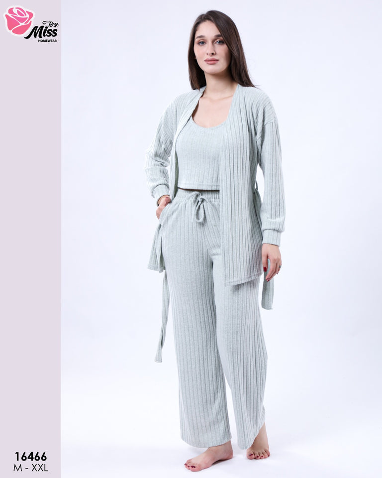 🌸 Pyjama Femme 3 Pièces Tricoté – Style Élégant et Cocooning 🌙