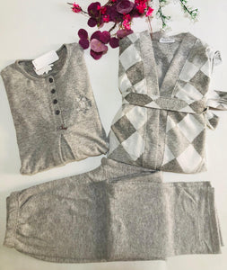 Pyjama Femme 3 Pièces en Gris – Élégance & Douceur 🌙