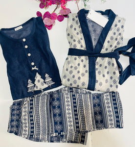 💙 Pyjama Femme 3 Pièces en Tissu Doux – “Let It Snow” ❄️