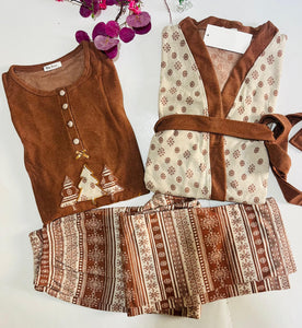 🤎 Pyjama Femme 3 Pièces Doux et Chaleureux – Style Cocooning Automne 🍂