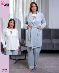 Pyjama Femme 3 Pièces – Ultra Doux, Chaud & Confort Absolu ❄️✨