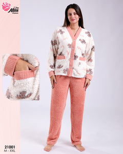 Pyjama Femme en Tissu Polaire Ultra Doux ❄️🤍