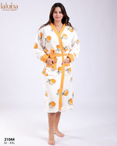 🍊 Peignoir Femme Polaire – Modèle Oranges Edition Orange