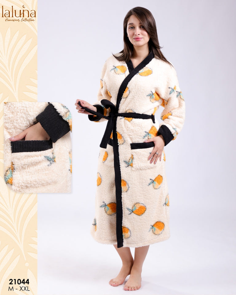 🍊 Peignoir Femme Polaire – Ultra Doux & Super Chaleureux (Modèle Oranges)