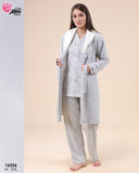 🩶 Pyjama Femme 3 Pièces – Hiver Doux & Élégant (Coloris Gris)