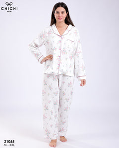 Pyjama Long Femme CHICHI – Taille M-XXL – Nuit Douceur & Élégance 🌜💕