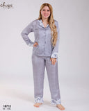 ✨ Pyjama Satin Femme Gris – Chic & Confort Absolu ✨