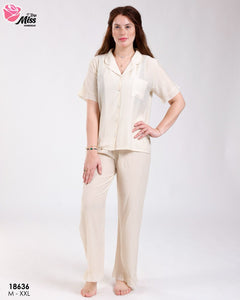 ✨ Pyjama Femme demi manche Bleu Ciel – Fraîcheur & Confort ✨