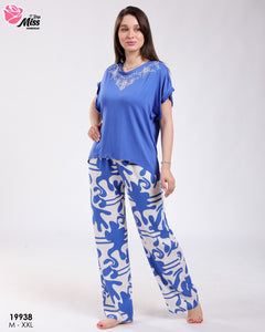 Pyjama Femme Élégant Bleu – Confort & Style à la Maison 💙