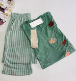 Pyjama Femme Vert d’Eau Brodé – Élégance & Confort 💚🌸