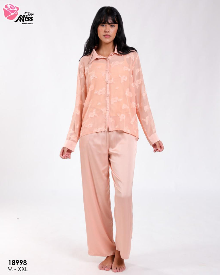 ✨ Pyjama Satin & Voile Fleuri – Douceur & Élégance ✨