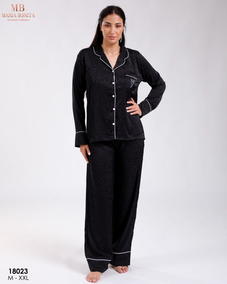 🖤 Pyjama Femme en Satin de Soie – Noir Chic & Intemporel 🖤