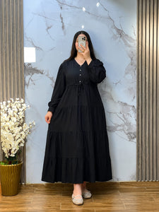 🖤 Robe Longue en Crêpe  – Noir Élégant