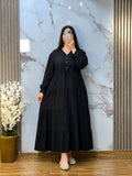 🖤 Robe Longue en Crêpe  – Noir Élégant