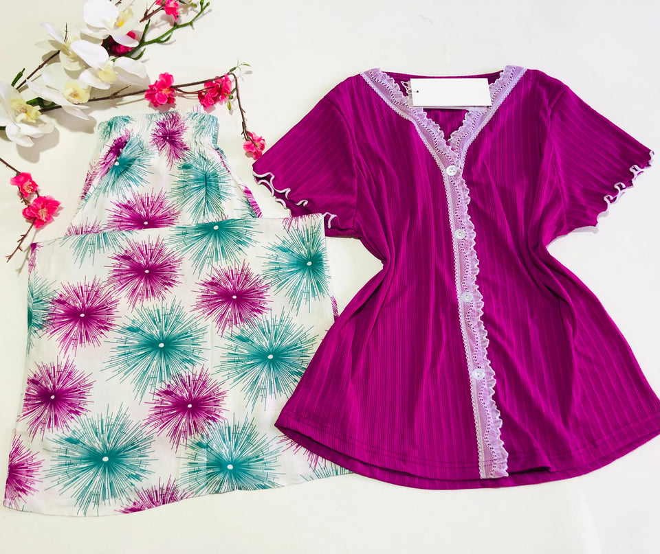 Pyjama Femme Demi-Manches – Confort et Douceur