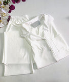 Pyjama Femme Élégance & Confort – Blanc Satiné