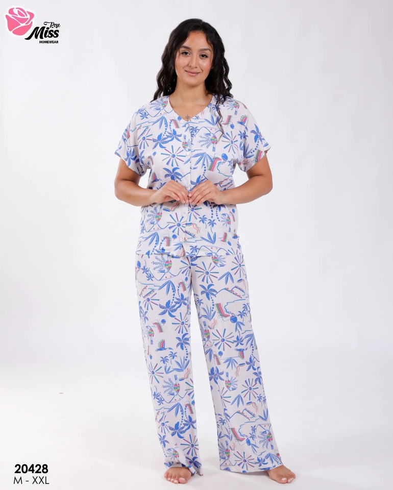 💙 Pyjama Femme en Rallon Bleu – Douceur & Style Élégant 💙