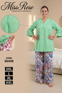 💚 Pyjama Femme en Rallon – Douceur & Élégance en Vert d’Eau 💚