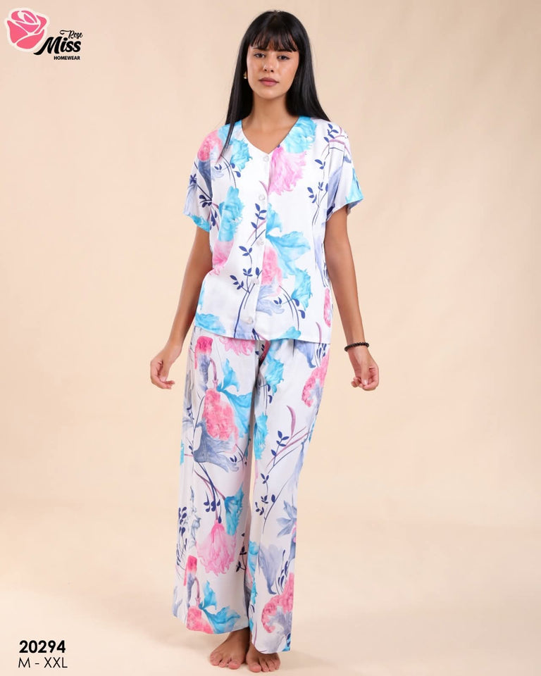 ✨ Pyjama Femme en Rallon – Fraîcheur & Élégance Florale ✨