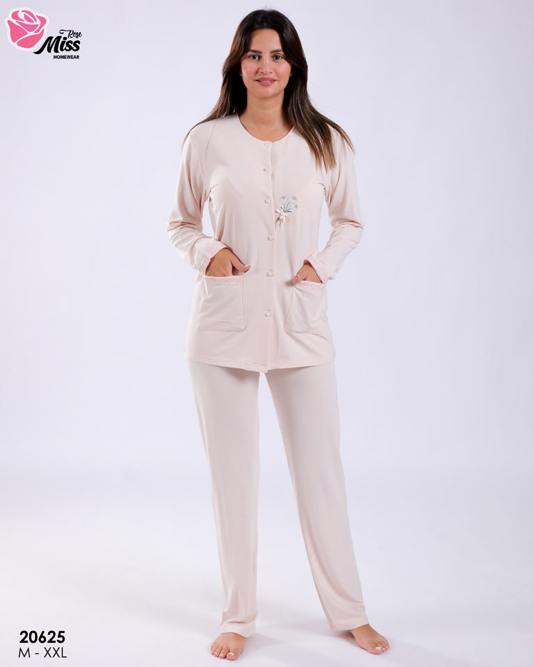 Pyjama Femme en Viscose Beige – Élégance Naturelle & Confort Absolu 🤎