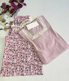Pyjama Femme Confort et Élégance – Ensemble Haut en Côtes & Pantalon Large Fleuri