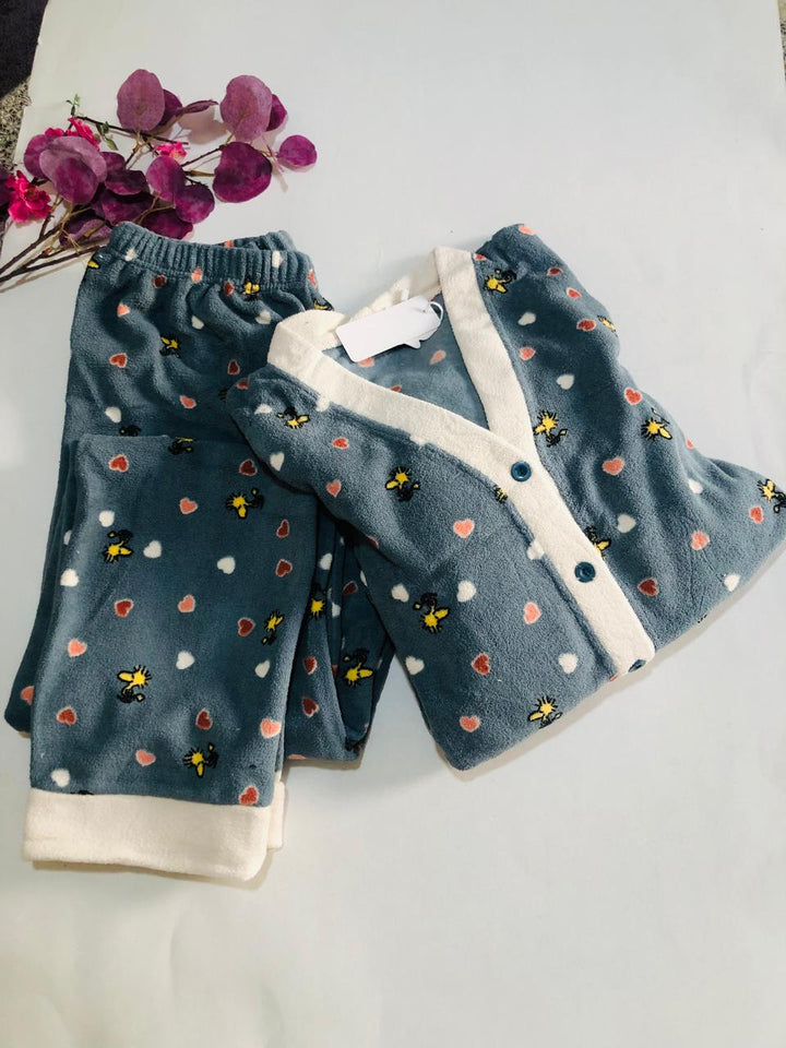 Pyjama Femme en Polaire Bleu – Confort Doux & Style Cocooning
