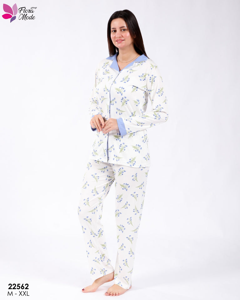 Pyjama Femme 3 Pièces – Bleu Ciel 💙✨
