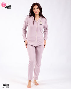 Pyjama Femme en Coton – Douceur & Élégance en Rose 🌸🐻