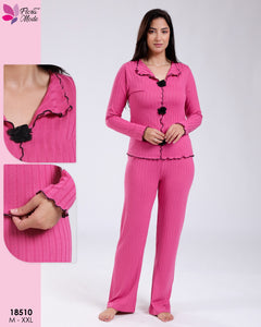 🌸 Pyjama Femme Élégant – Couleur Fuchsia 🌸