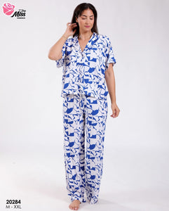 💙 Pyjama en rayon – Rose Miss HOMEWEAR (bleu