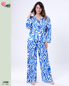💙 Pyjama Femme Satin de Soie – Élégance en Bleu 💙