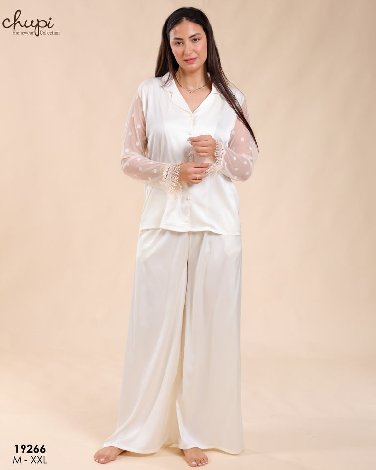 ✨ Pyjama Satin de Soie – Élégance Pure en Blanc ✨
