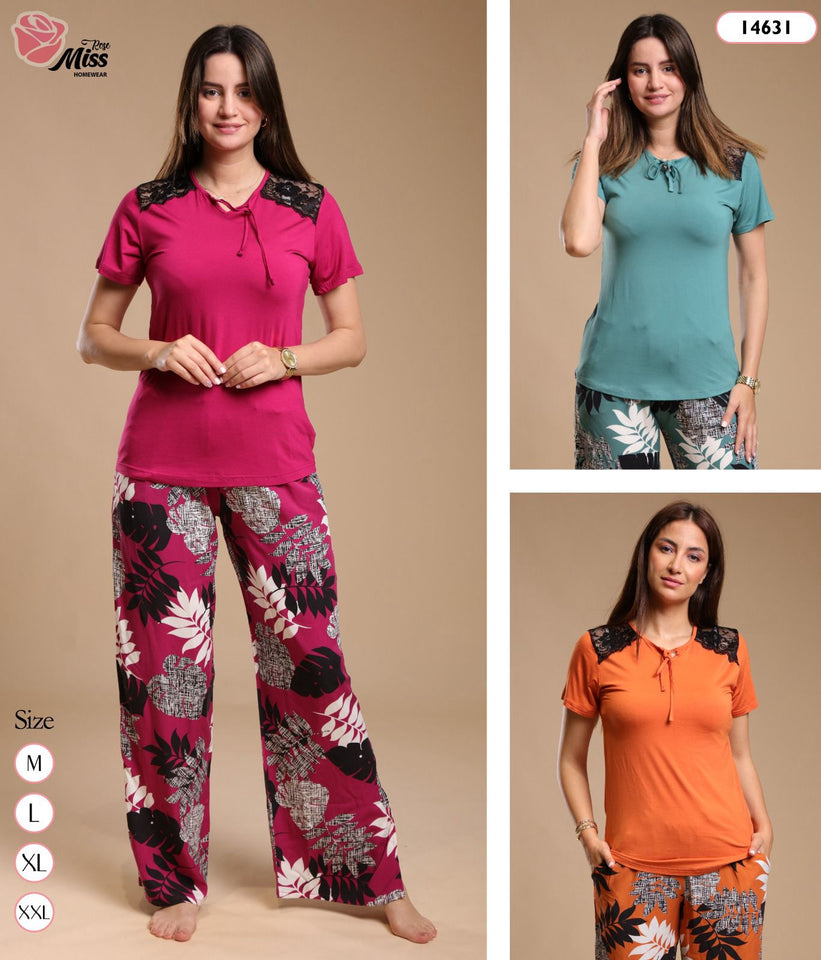 Pyjama Femme Confort & Élégance – Ensemble Deux Pièces avec Dentelle
