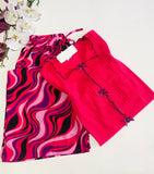 Pyjama Femme Élégance & Style – Fuchsia & Imprimé Moderne
