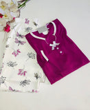 Pyjama Femme Violet avec Pantalon Imprimé Flora